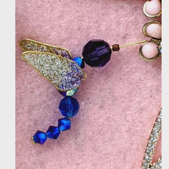 Artisan Hummingbird Jewelry Art Garden Nature Frame Vintage Beaded Crystals 3D - Picture 8 of 13